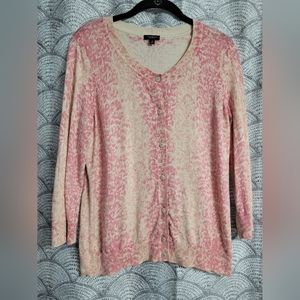 Talbots Pink Ombre Animal Print Button Up Sweater Size Medium